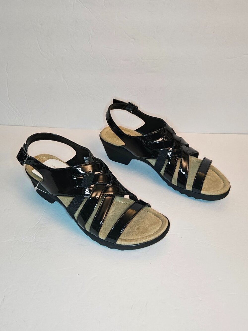East 5th Black Patent Strappy Slingback Sandals Womens Size   8